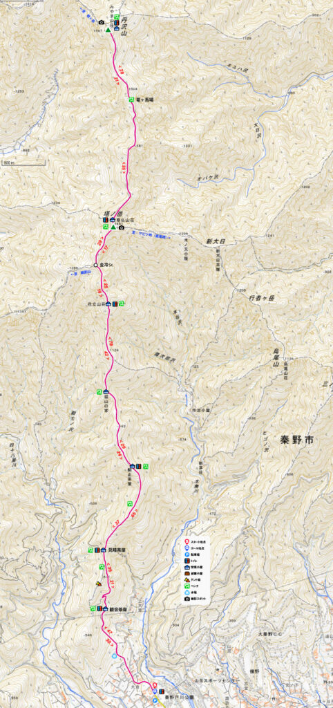 大倉尾根ルートMAP
